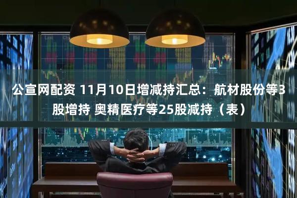 公宣网配资 11月10日增减持汇总：航材股份等3股增持 奥精医疗等25股减持（表）